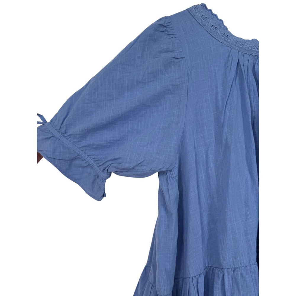 Free People Sandy Shores Tiered Babydoll Mini Dress Cornflower Blue Size Medium - Picture 12 of 13